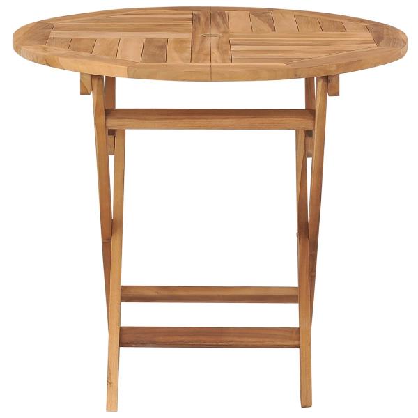 Klappbarer Gartentisch Natur Ø 90 x 75 cm Massives Teakholz
