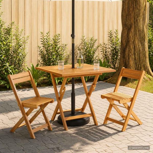 ARDEBO.de - Klappbarer Gartentisch Natur 90 x 90 x 75 cm Massives Teakholz