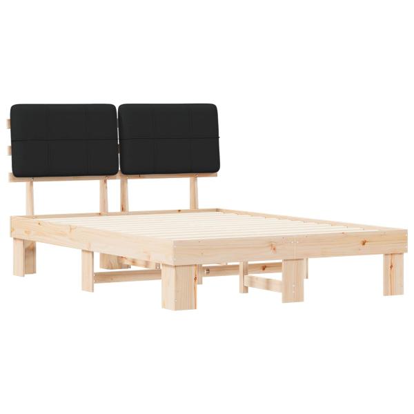 Bettgestell mit gepolstertem Kopfteil Schwarz 150 x 200 cm