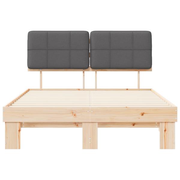 Bettgestell mit gepolstertem Kopfteil Natur und Dunkelgrau