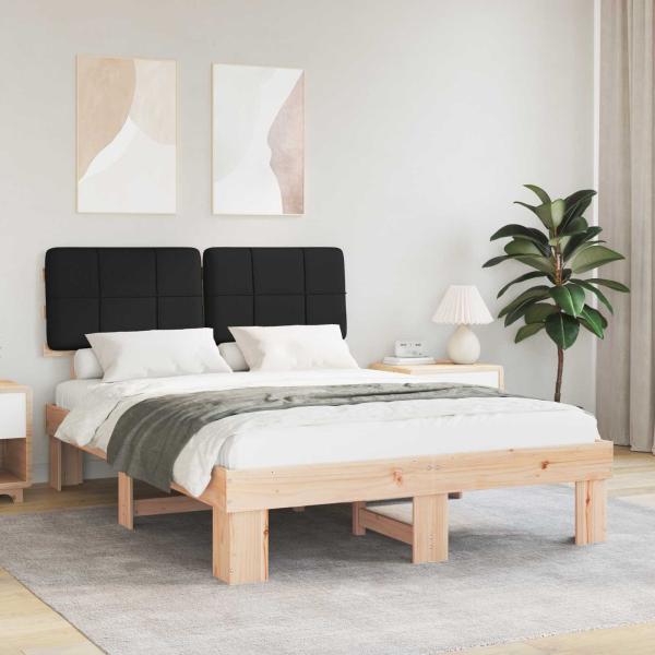 ARDEBO.de - Bettgestell mit gepolstertem Kopfteil Schwarz 135 x 190 cm