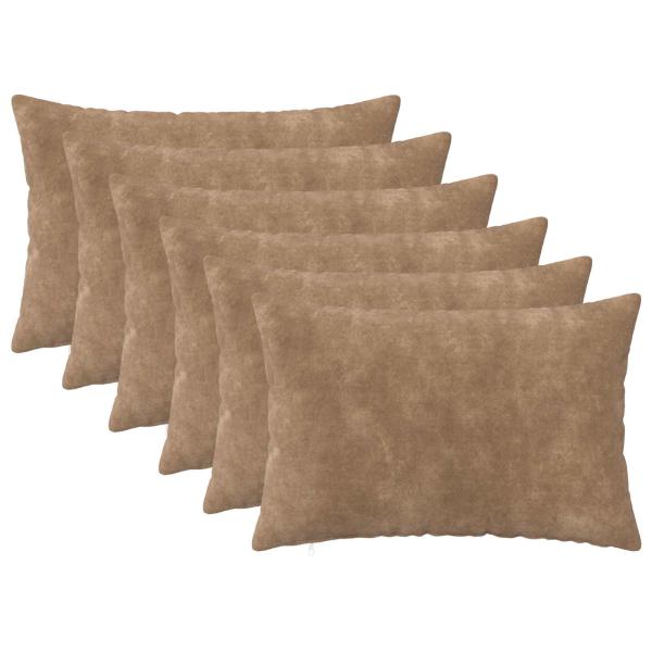 ARDEBO.de - Wurfkissen 6 stk. HEERLEN Taupe 30 x 50 cm Mikrofaser Fleece