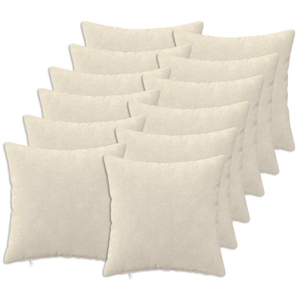 ARDEBO.de - Wurfkissen 12 stk. HEERLEN Creme 45 x 45 cm Mikrofaser Fleece