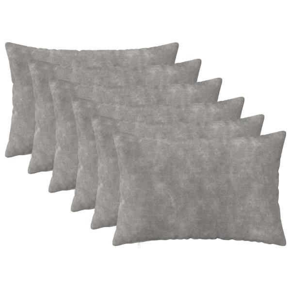 ARDEBO.de - Wurfkissen 6 stk. HEERLEN Hellgrau 30 x 50 cm Mikrofaser Fleece