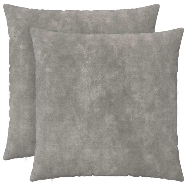 ARDEBO.de - Wurfkissen 2 stk. HEERLEN Hellgrau 65 x 65 cm Mikrofaser Fleece