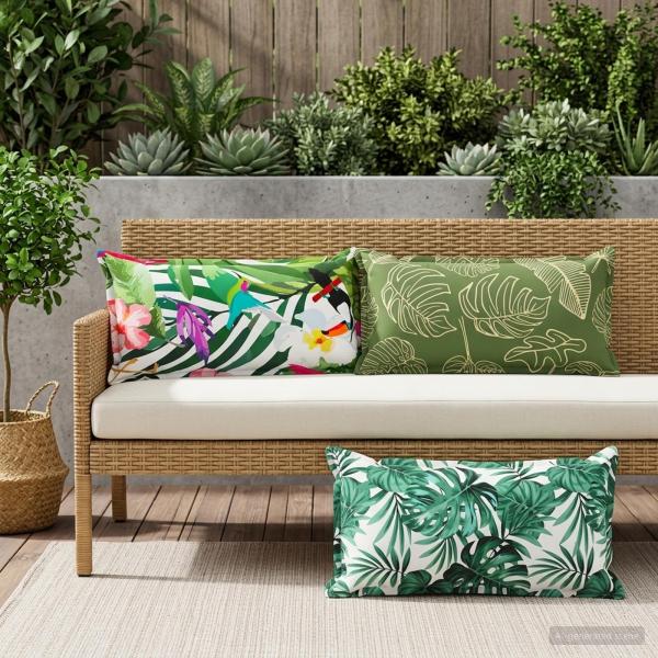 Wurfkissen 6 stk. HOUTEN Blattmuster 40 x 80 cm Polyester