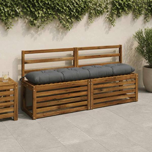 ARDEBO.de - Bankkissen VIANEN 2 stk. 100 % Polyester Grau 150 x 30 x 12 cm
