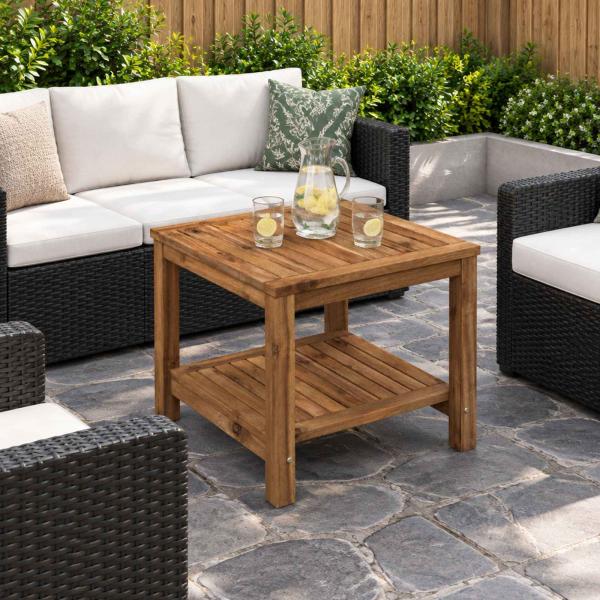 ARDEBO.de - Couchtisch Natur 48,5 x 49 x 45 cm Massivholz Akazie