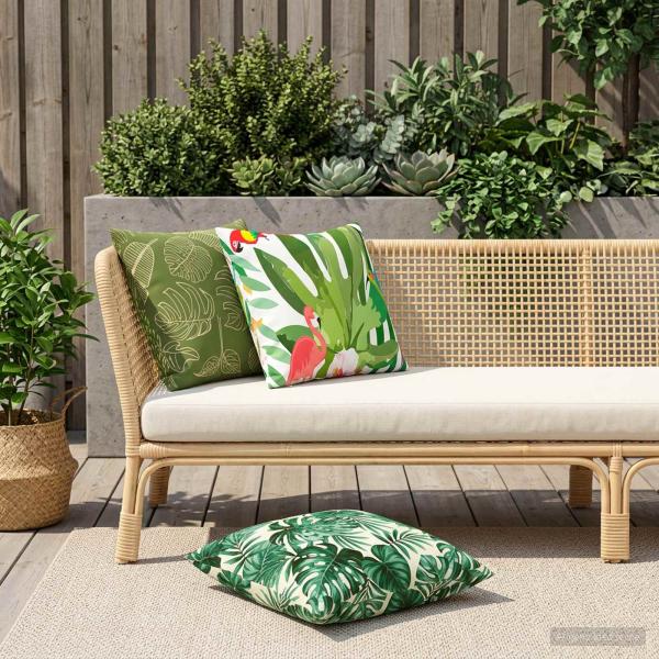 ARDEBO.de - Wurfkissen 2 stk. HEERLEN Blattdesign 55 x 55 cm Polyester