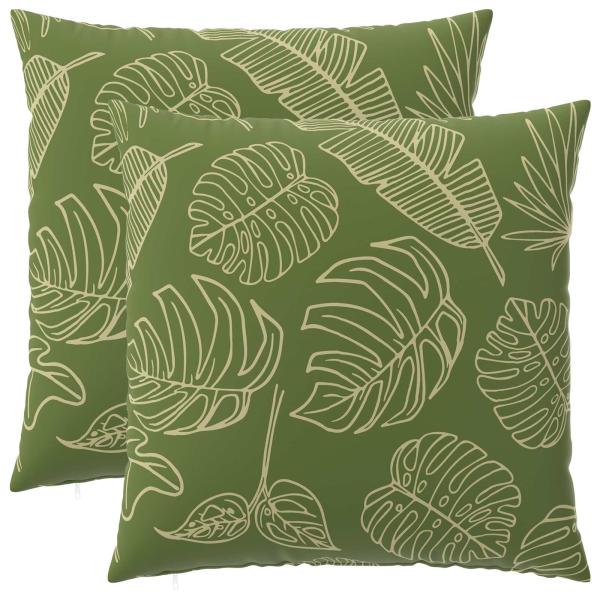 Wurfkissen 2 stk. HEERLEN Blattdesign 55 x 55 cm Polyester
