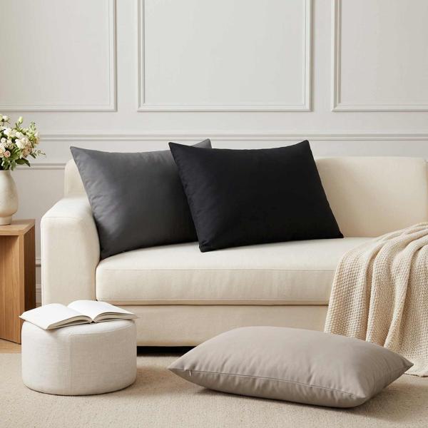ARDEBO.de - Wurfkissen 2 stk. HEERLEN Schwarz 50 x 80 cm Polyester