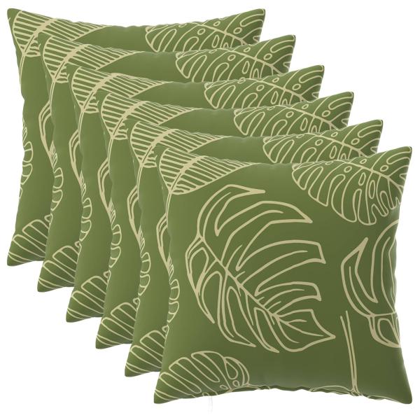 Wurfkissen 6 stk. HEERLEN Blattdesign 50 x 50 cm Polyester