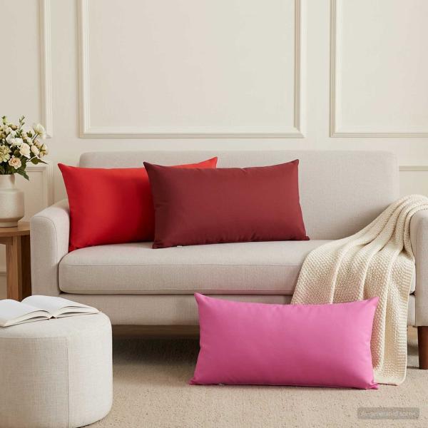 ARDEBO.de - Wurfkissen 2 stk. HEERLEN Rot 40 x 80 cm Polyester
