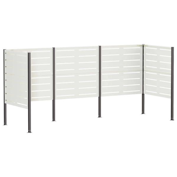 Mülltonnen-Sichtschutz 249 x 85 x 113 cm Stahl Weiß