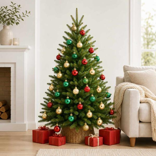 ARDEBO.de - Weihnachtskugelset 150 stk. Rot, Gold und Grün Durchmesser 3 cm