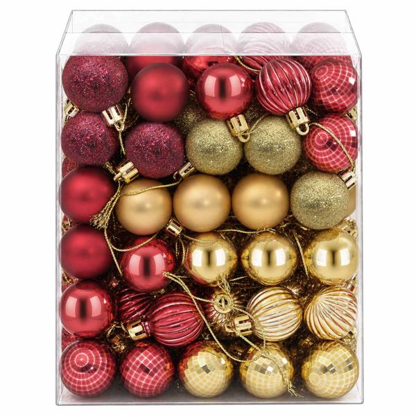 Weihnachtskugelset 150 stk. Gold und Weinrot Durchmesser 3 cm