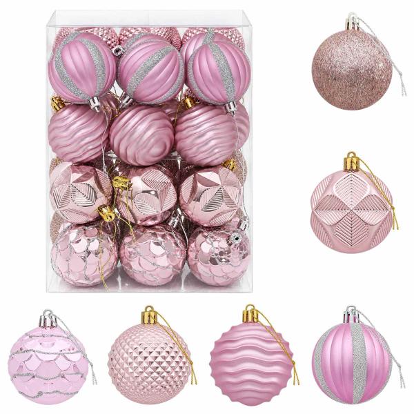 Weihnachtskugelset 36 stk. Rosa Durchmesser 6 cm Polystyrol