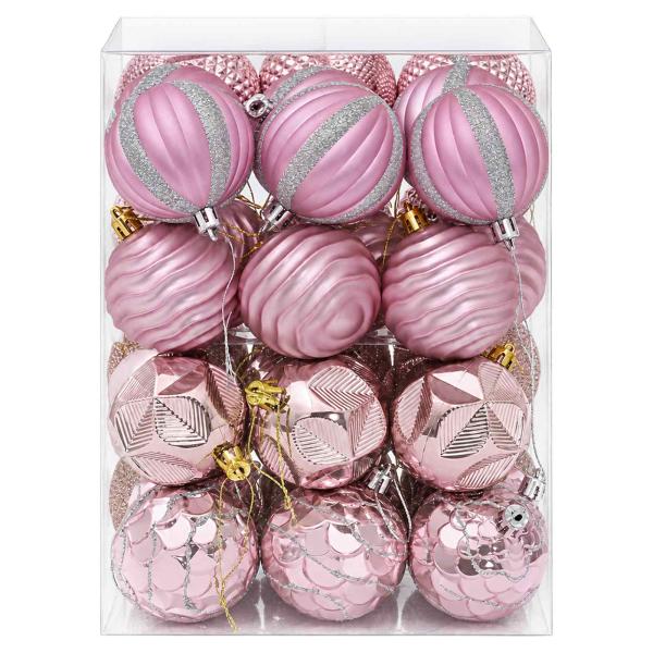 Weihnachtskugelset 36 stk. Rosa Durchmesser 6 cm Polystyrol