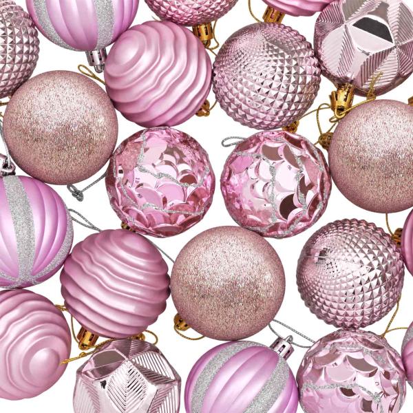 Weihnachtskugelset 36 stk. Rosa Durchmesser 6 cm Polystyrol