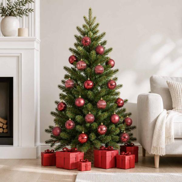 ARDEBO.de - Weihnachtskugelset 50 stk. Weinrot Durchmesser 8 cm Polystyrol
