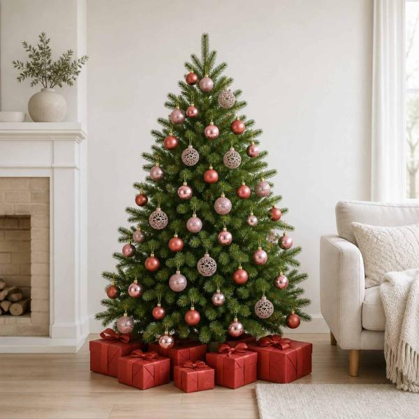 ARDEBO.de - Weihnachtskugeln 100 Stk. Rosa und Rose 3 / 4 / 6 cm