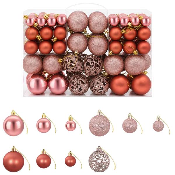Weihnachtskugeln 100 Stk. Rosa und Rose 3 / 4 / 6 cm