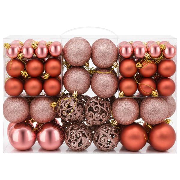 Weihnachtskugeln 100 Stk. Rosa und Rose 3 / 4 / 6 cm