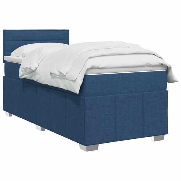 Boxspringbett mit Matratze mit Kopfteil Blau 100 x 200 cm Stoff