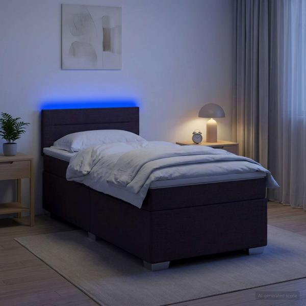 ARDEBO.de - Boxspringbett mit Matratze und LED Dunkelbraun 90 x 200 cm