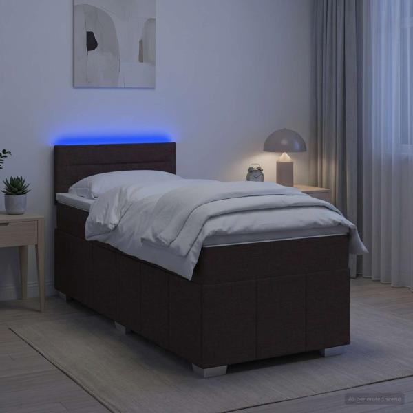 ARDEBO.de - Boxspringbett mit Matratze Dunkelbraun 100 x 200 cm Stoff