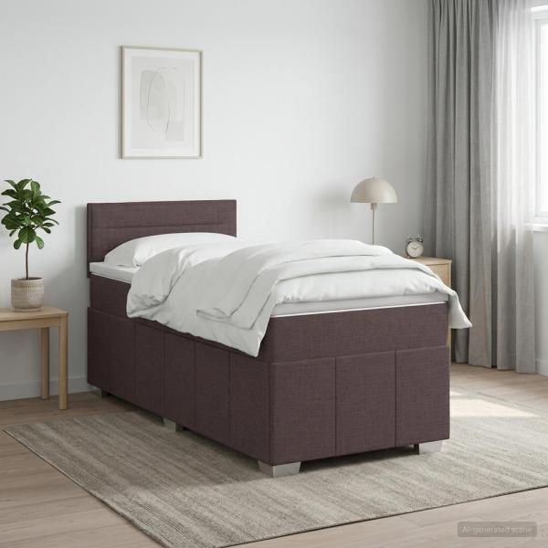 Boxspringbett mit Matratze Dunkelbraun 100 x 200 cm Stoff