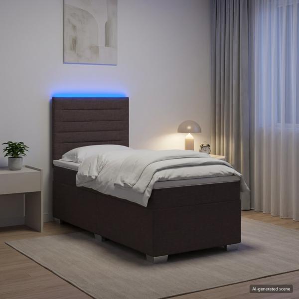 ARDEBO.de - Boxspringbett mit Matratze Dunkelbraun 90 x 200 cm Stoff