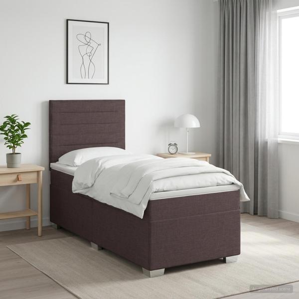 Boxspringbett mit Matratze Dunkelbraun 90 x 200 cm Stoff