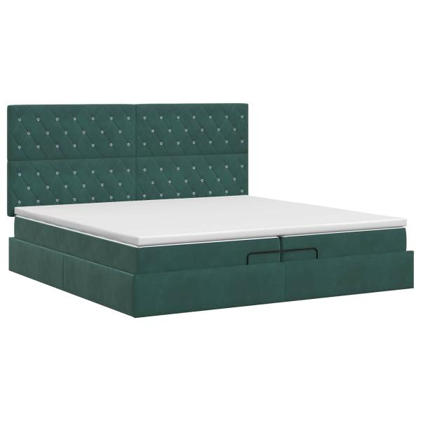 Ottoman Bett mit Matratze Dunkelgrün 200 x 200 cm Samt