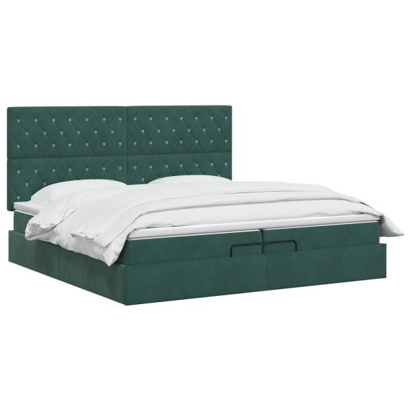 Ottoman-Bett mit Matratze und LED Dunkelgrün 200 x 200 cm Samt