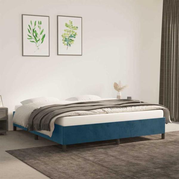 ARDEBO.de - Bettgestell ohne Matratze Dunkelblau 180x200 cm Samt