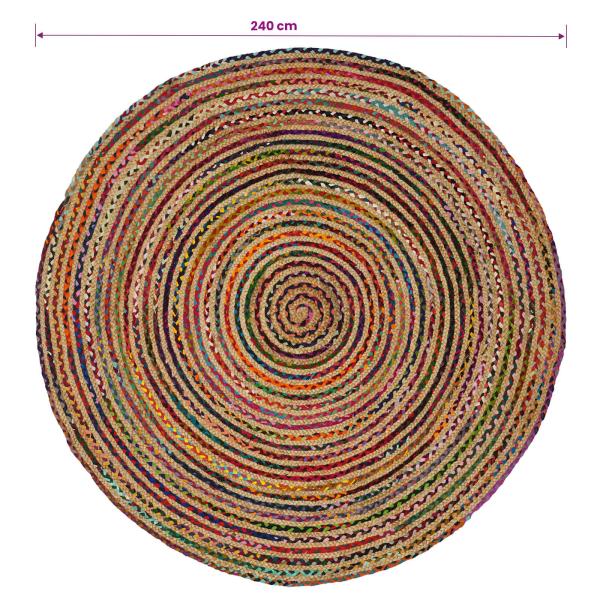 Bereichsteppich Mehrfarbig Ø 240 cm Jute