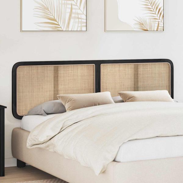 ARDEBO.de - Kopfteil mit Kopfteil Schwarz 180 x 55 x 3 cm Rattan