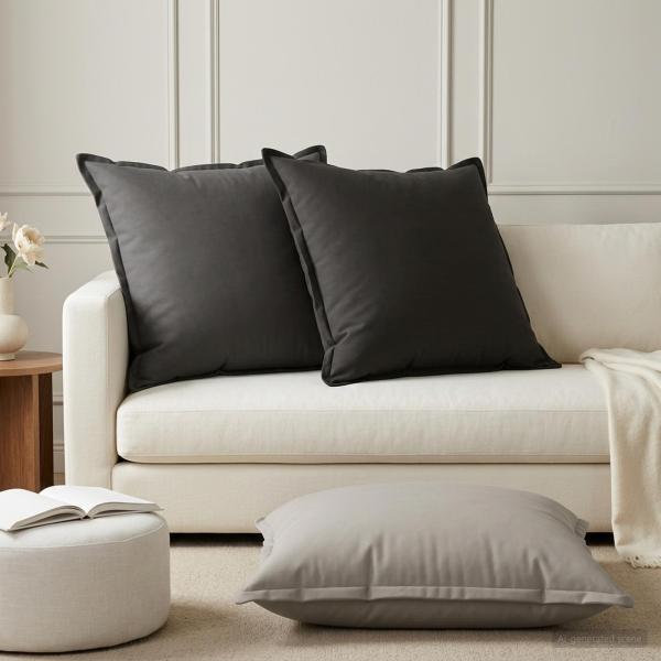 ARDEBO.de - Wurfkissen 2 stk. HOUTEN Anthrazit 70 x 70 cm Polyester