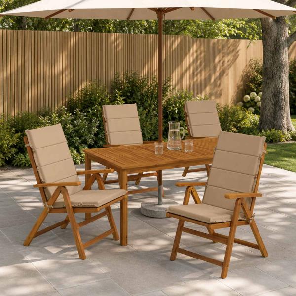 ARDEBO.de - Hochlehner-Auflage GEMERT 4 stk. 100 % Polyester Sand