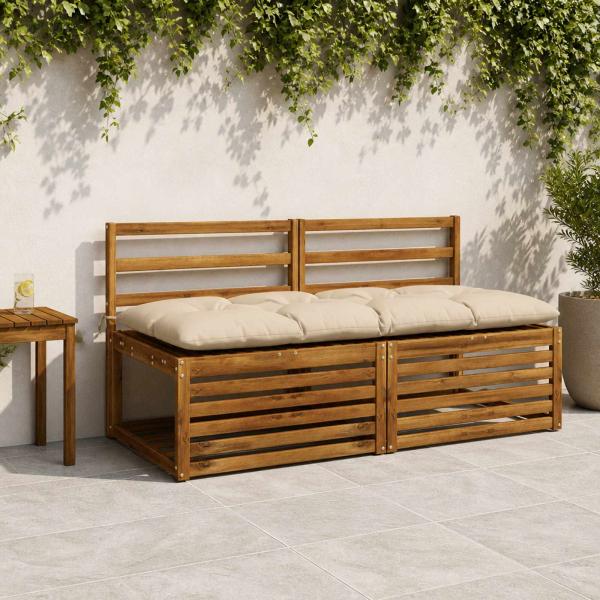 ARDEBO.de - Bankkissen VIANEN 100 % Polyester Creme 160 x 60 x 12 cm