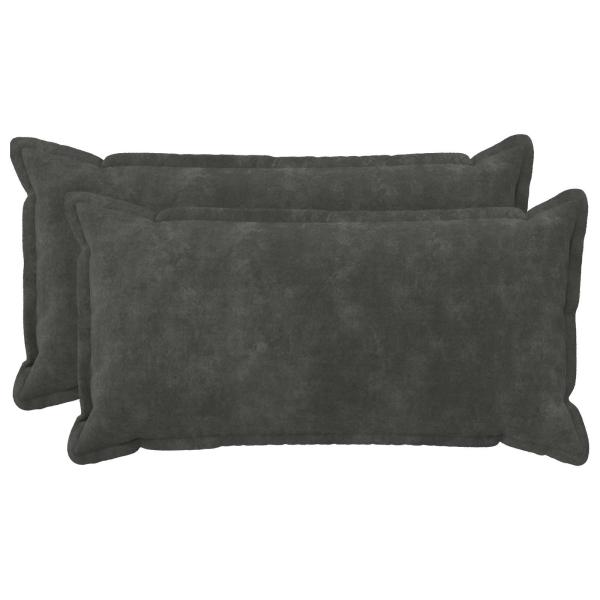 ARDEBO.de - Wurfkissen 2 stk. HOUTEN Anthrazit 40 x 70 cm Mikrofaser Fleece