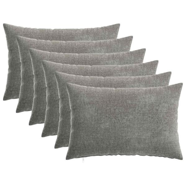 Wurfkissen 6 stk. HEERLEN Dunkelgrau 40 x 60 cm Chenille-Stoff