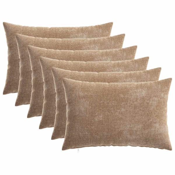 Wurfkissen 6 stk. HEERLEN Braun 40 x 60 cm Chenille-Stoff