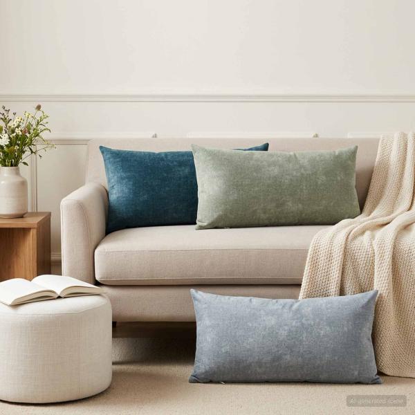 ARDEBO.de - Wurfkissen 2 stk. HEERLEN Hellblau 40 x 80 cm Chenille-Stoff