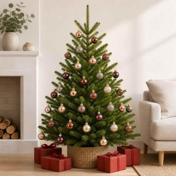 ARDEBO.de - Weihnachtskugelset 150 stk. Champagner und Braun