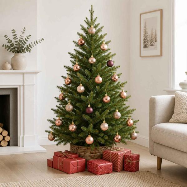 ARDEBO.de - Weihnachtskugelset 100 stk. Champagner und Braun 4 cm