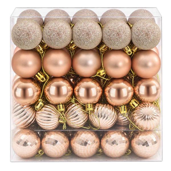 Weihnachtskugelset 100 stk. Champagner und Braun 4 cm