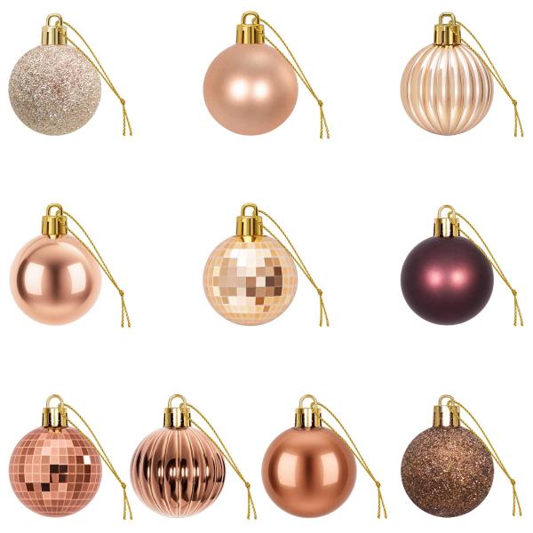 Weihnachtskugelset 100 stk. Champagner und Braun 4 cm