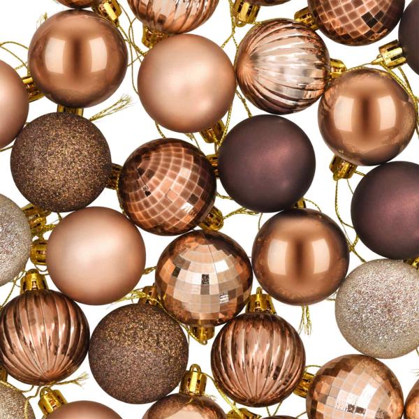 Weihnachtskugelset 100 stk. Champagner und Braun 4 cm